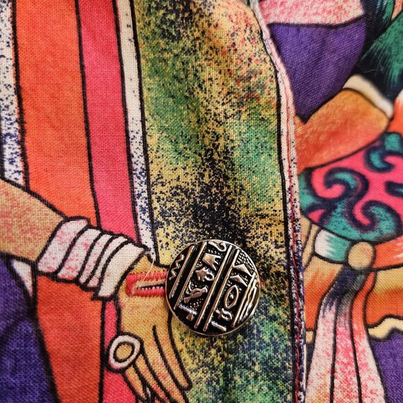 Vtg Lightweight Bomber Jacket Womens L Egyptian Print Wearable Art Ethnic Boho - Picture 9 of 11